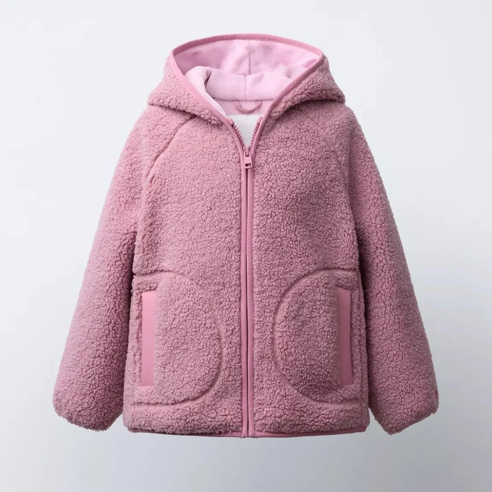 Zara Sherpa Fleece Hoodie Jacket